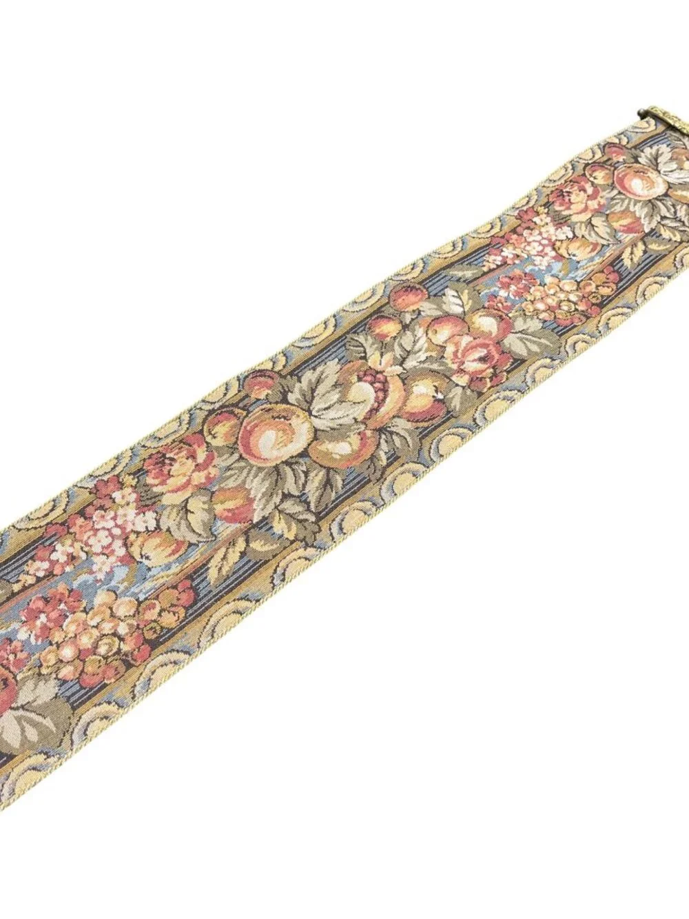 VTG floral tapestry brass pulls gobelin decor bell pull 49